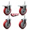 Service Caster 5 Inch Red Polyurethane Swivel 58 Inch Threaded Stem Caster Set 2 Total Lock Brakes SCC-TSTTL20S514-PPUB-RED-58212-2-S-2 - alternate 3